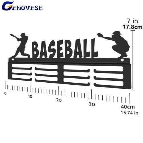 GENOVESE Baseball Medal Holder Display Hanger Rack,Black Sturdy Steel Metal,Wall Mounted Over 50 Medals Easy to Install
