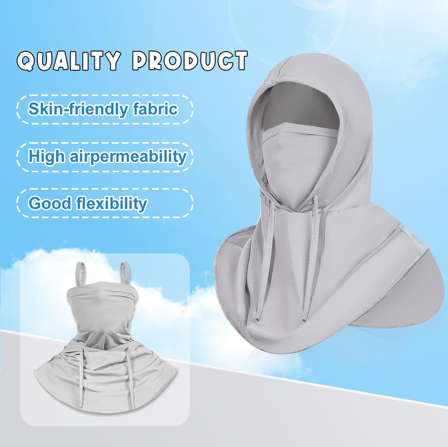 3 Pack Summer Balaclava Sun UV Protection Hood Breathable Full Head Mask Face Cover for Men Women Motorcycle Cycling Fishing
