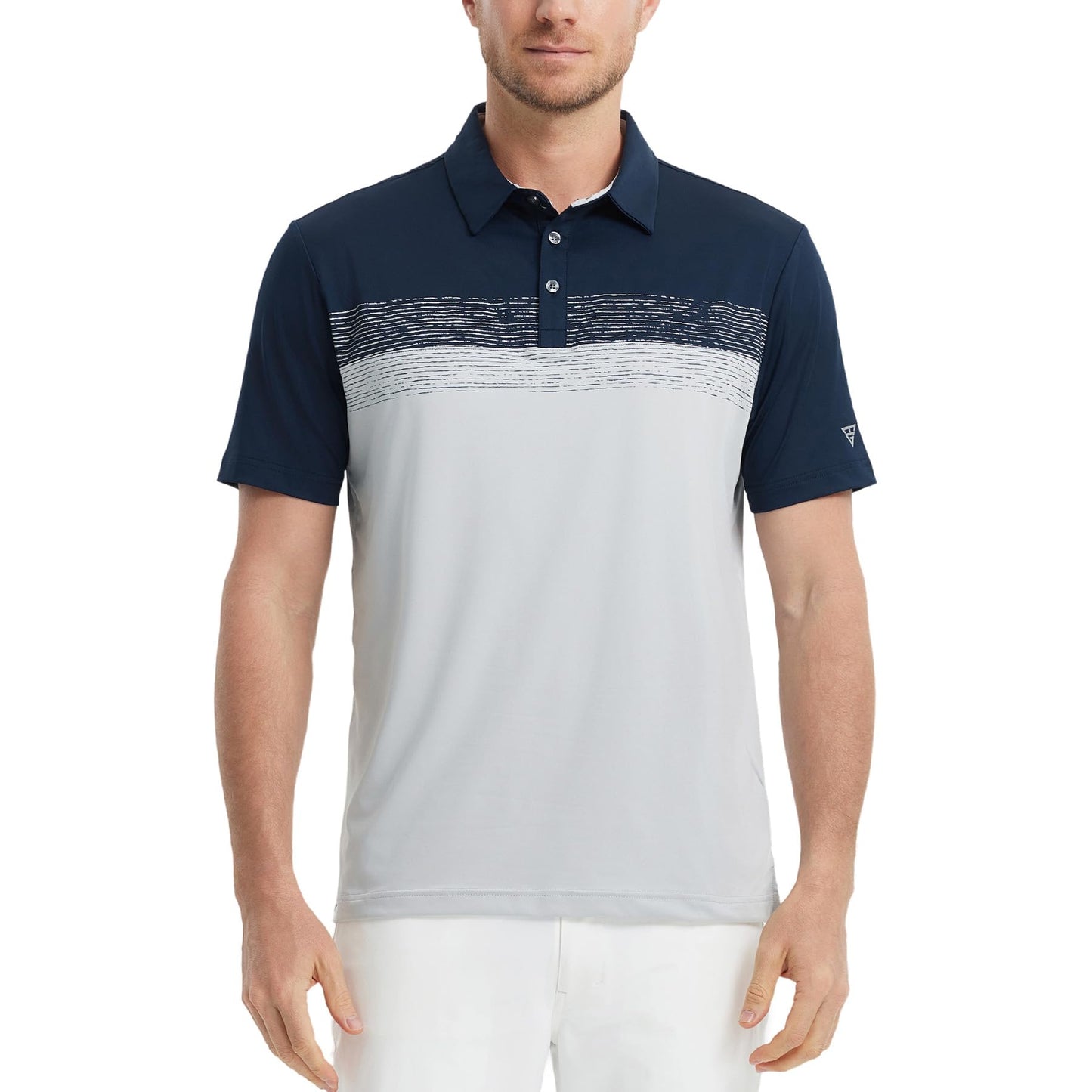 M MAELREG Golf Polo Shirts for Men Regular Fit Short Sleeve Lightweight Chest Print Business Casual Collared Shirt