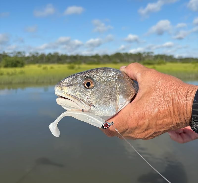 Jig Heads with Black Nickel Hook - 3/4 oz White 3 Pack, 6/0, Double Locking Bait Stays, 3D Eyes