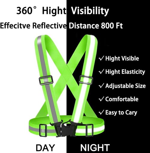 Reflective Vest, 3Pack High Visibility Reflective Safety Vest with Emergency Whistle 360° Adjustable Elastic Running Reflective Gear for Construction,Cycling (Fluorescent green+Orange+Red)