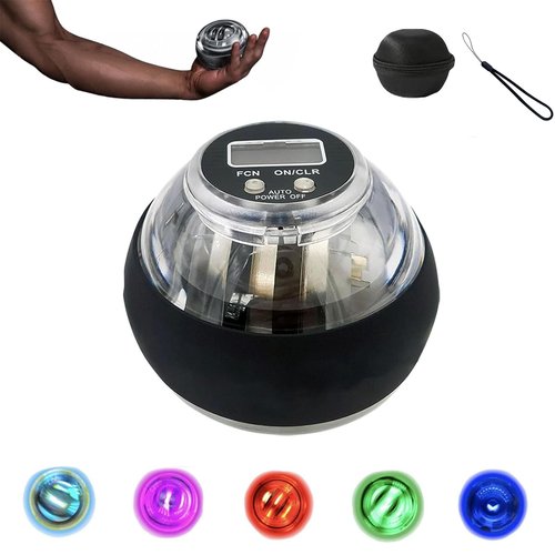Curaball Hand Exerciser, 2025 New Curaball Torque Ball, Torque Ball Hand Exerciser with LED Lights and Counter, Enhance Grip Strength for Strengthen Arms, Fingers & Muscles, With Storage Pouch