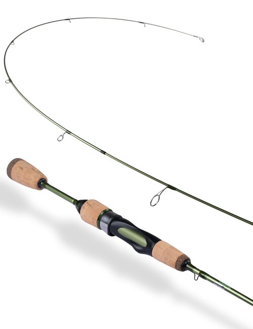 LITTMA Wild Streams Ultralight Trout Crappie Panfish Spinning Rod 2 PCS Green Carbon Fiber Blank Cork Handle for Beginners 5’6”/6’/6’6”/7’