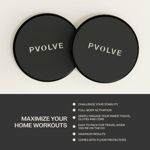 Pvolve Gliding Discs- Home Gym Fitness Equipment For Use On Carpet And Wood Floors To Exercise Your Core And Strengthen And Tone Legs And Glutes