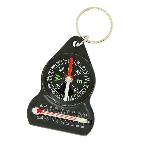 Zaagot Compact Compassing Thermometer Essential Compasses Thermometers with Keychain Navigation Tool for Outdoor Activities Plastic