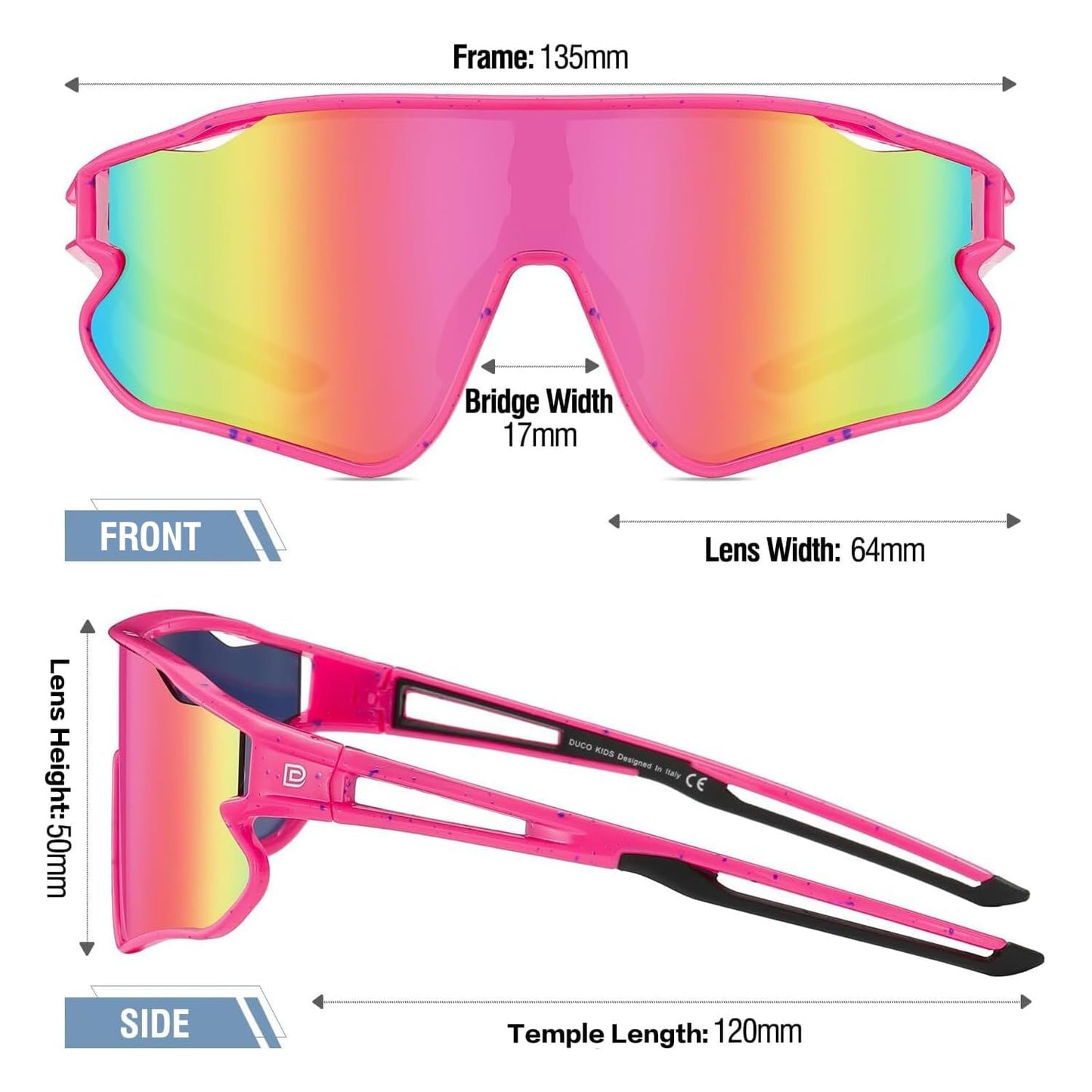 DUCO Kids Youth Baseball Sunglasses for Boys Girls Age 8-16 Polarized UV400 Protection Sports Cycling Glasses DK268