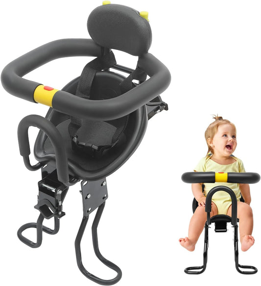 Kids Bike Seat Portable Bicycle Child Seat Front Mounted Bike Seat for Most of Adult Bikes, Adjustable Bicycle Child Safety Seat for 1-6 Years
