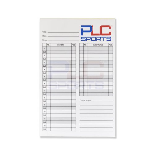 PLC Sports Baseball Softball Lineup Cards | 4 Part Carbon Copy | 5.5" x 8.5" | Game Notes Section with 12 Batter Order | Pack of 30