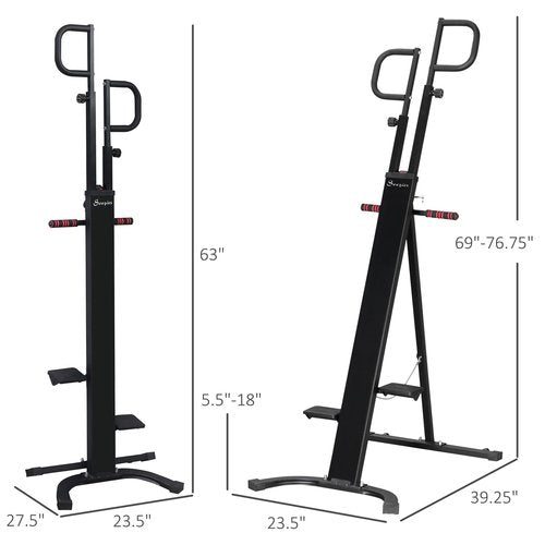Soozier Folding Vertical Climber Exercise Machine, Height Adjustable Climbing Machine with LCD Monitor and Transport Wheels, Stair Stepper for Full Body Workout, Black