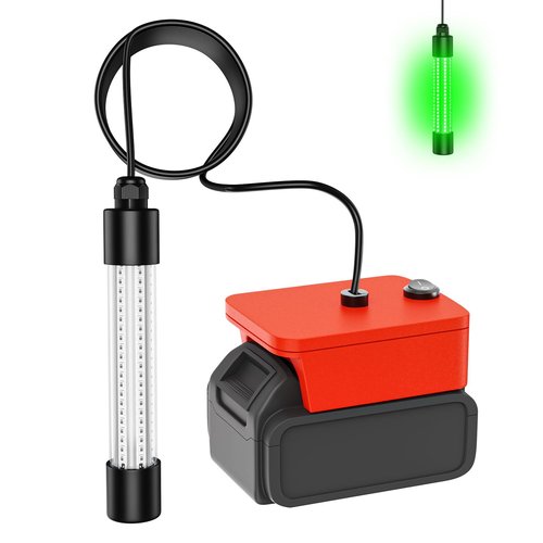 Underwater Fishing Light Compatible for Milwaukee 18V Battery，LED Green Light for IP68 1300 Lumens Fish Attracting, Night Fishing for Docks Boats or Kayaks(no Battery)