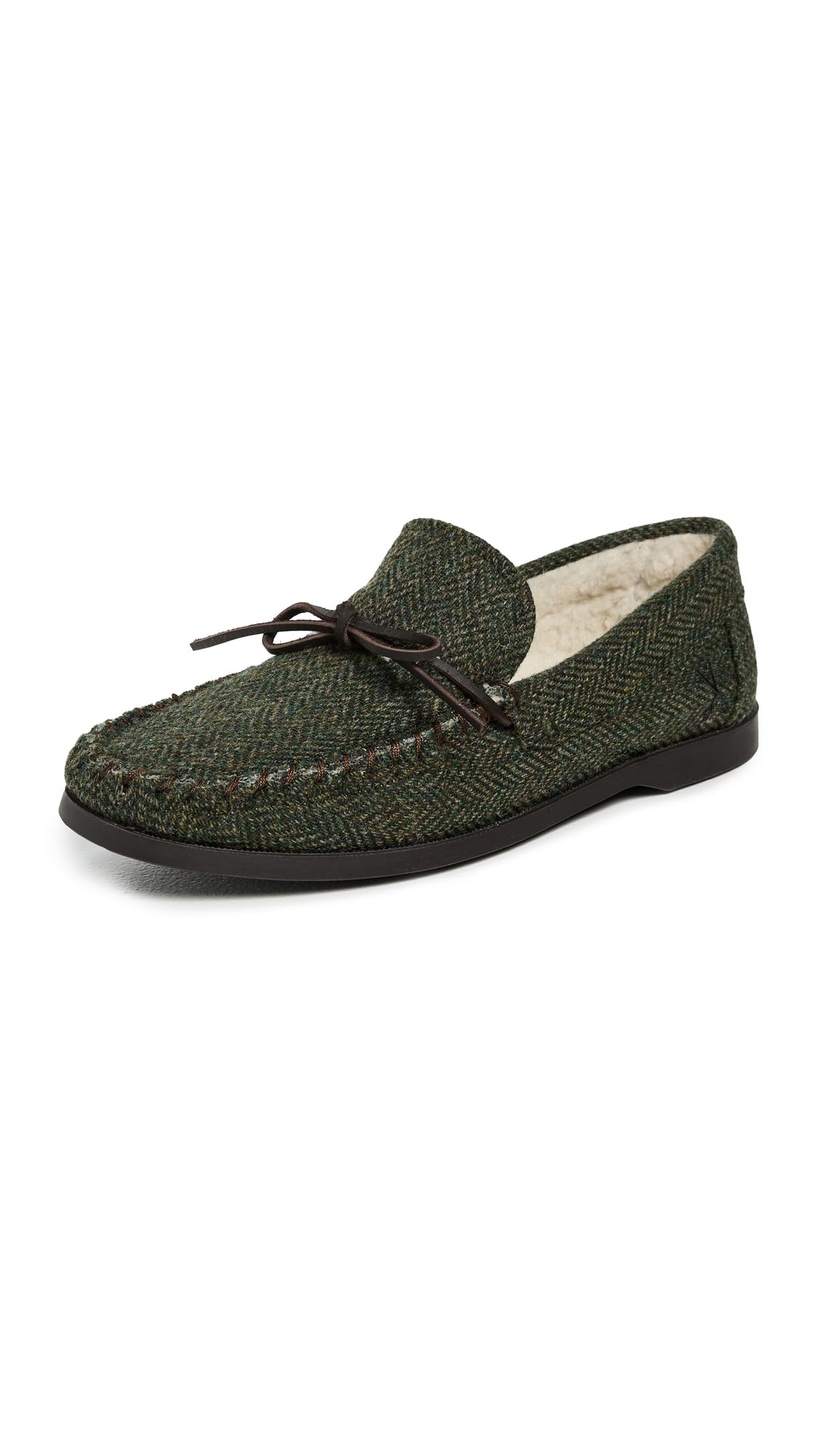 Manebi Men's Fleece Lined Moccasin Slippers, Military Green, 8 Medium US