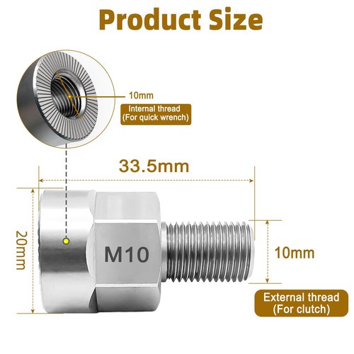 Universal Bicycle Trailer Axle Adapter for M10x1.0/3/8" x26/M5 Solid Axles - Heavy-Duty 304 Stainless Steel Coupler with Anti-Lock Design（M10 x 1.0 Solid axle）