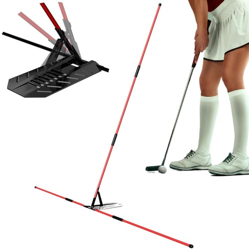 CUANBOZAM Pro Golf Alignment Sticks Holder - Aircraft Aluminum Golf Training Aid for Swing Plane & Path | Golf Swing Training Aid | Tour-Validated Golf Alignment Sticks for Driving RED