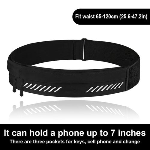 Slim Running Belt, Waist bag Workout for Phone Holder Fanny Pack for Men Women, Runner Pouch for Walking Cycling Camping Gym with 3 Pockets