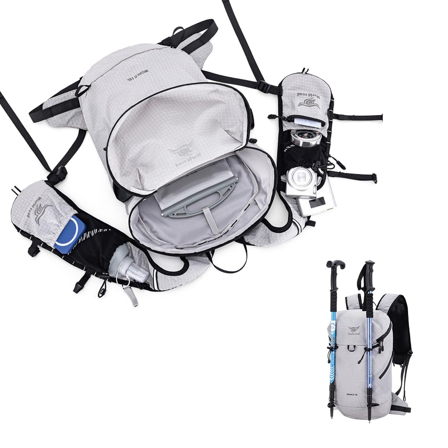 15L Hydration Backpack with 2L Water Bladder Water Backpack for Women, , Lightweight & Comfortable Running Vest for Running, Hiking, Cycling, Climbing, Camping, Biking,Rave