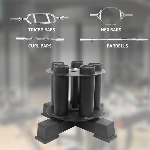 CONBUT Barbell Holder Barbell Storage Bar Holder, Fit for 2" Bars, 360-degree Rotation Weight Bar Holder Home Gym Organizer Space Saving Commercial or Home Gym Accessory (5 Holes)