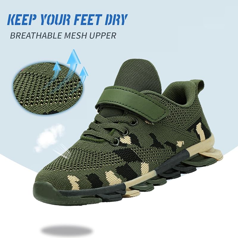 Camouflage Kid Sneakers - Lightweight Breathable Knit Upper, Non-Slip Outsole, CDLHHM Boys Girls Shoes 11 Little Kid