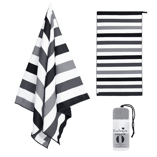 Exclusivo Mezcla Microfiber Quick Dry Beach Towel, Oversized Lightweight Sandfree Pool Towel for Swimming Camping Travel with Bag (Black, 35x70 Inches)