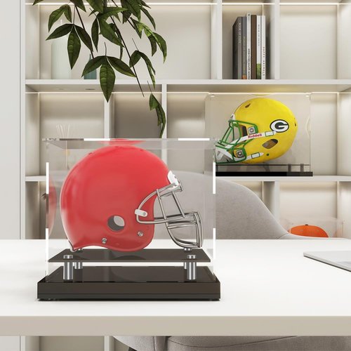 Mini Helmet Display Case- Durable Football Case Display Clear with Stainless Steel Screw Feet for Football Helmet Display Case, Football Display Case for Home, Retail, Museum or Trade Show