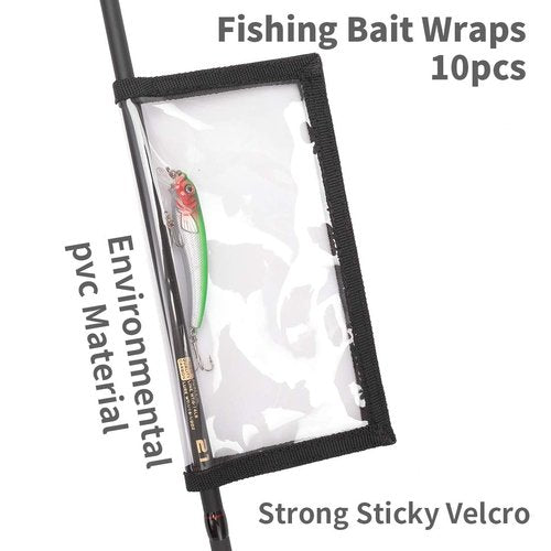 PFILERSO Fishing Lure Wraps 10 Packs Durable Clear PVC Lure Covers Keeps Fishing Safe Easily See Lures Fishing Hook Covers Bait Storage 5 Large 4.3" W x 7.9" L + 5 Medium 3.9" W x 7.1" L (10pcs 5L+5M)