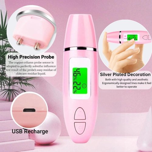 Detector For Face, Skin Hydration Tester, Skin Analyzer Machine Professional, Skin Analyzer Machine Water Oil Monitor for Skin Care, LCD Display Monitoring Meter for Home Traveling Beauty Salon