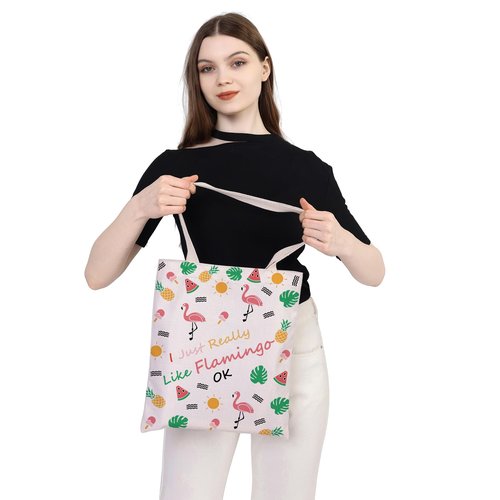 Flamingo Gift Canvas Tote Bag Flamingo Lovers Reusable Shopping Bag Inspirational Gift for Women