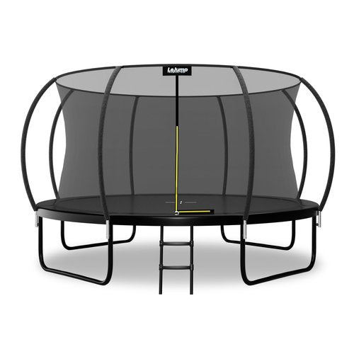 LeJump Outdoor 14Ft Trampoline, ASTM Approved Big Trampolines with Enclosure Net and Ladder, Backyards Recreational Trampoline for Adults and Kids Heavy Weight Limit (Black)