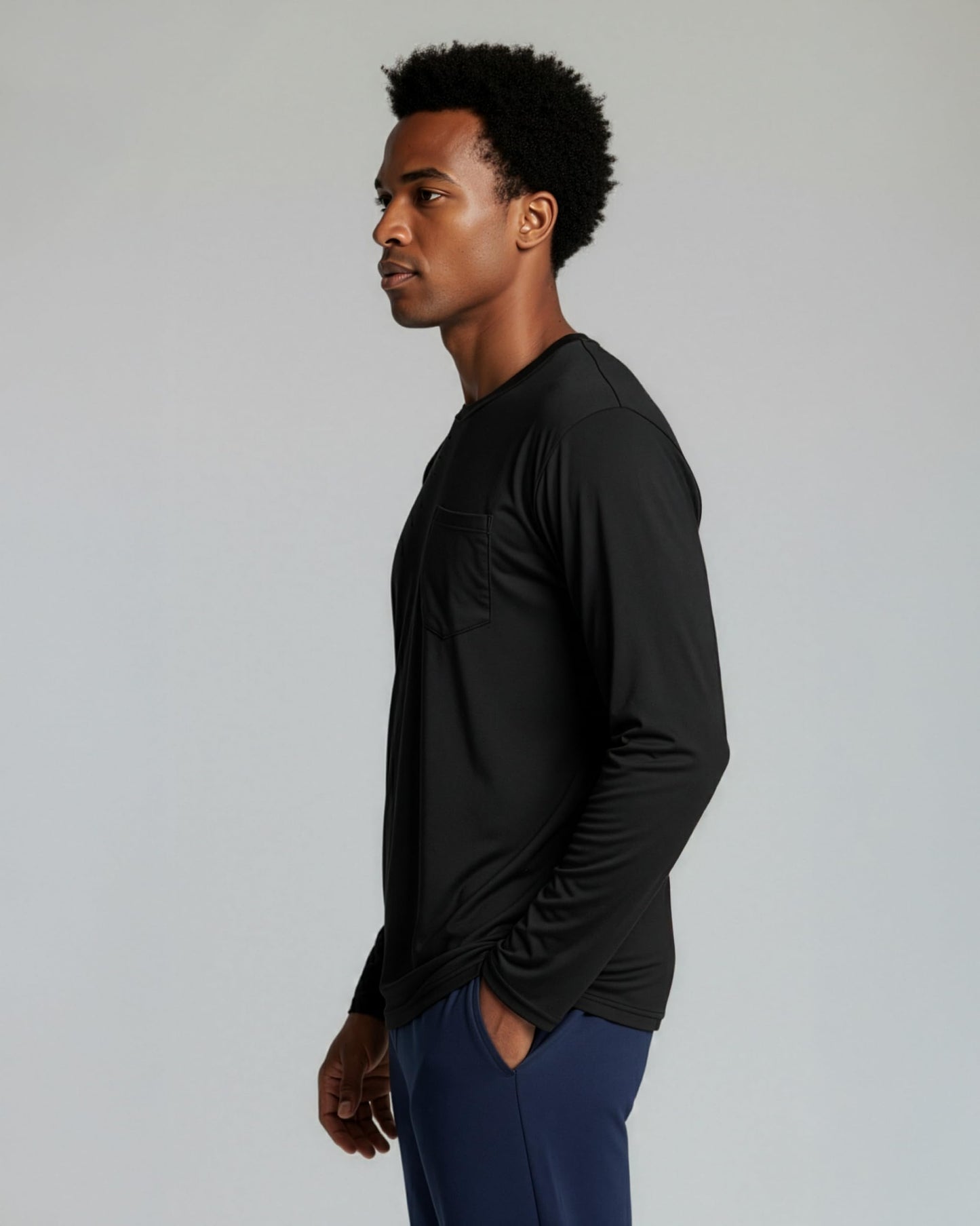 Real Essentials 4 Pack: Men's Dry-Fit Active Athletic Long Sleeve Pocket Crew T-Shirt Outdoors UPF 50 (S-5XLT)