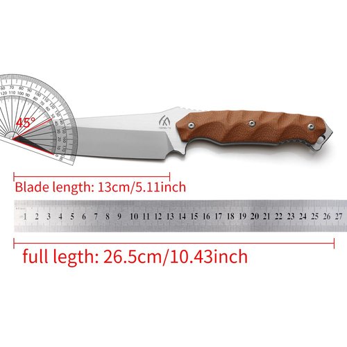 HUANG FU Tactical Fixed Blade Hunting Knife Set with Kydex Sheath, Brown and Green G10 Handles, Stainless Steel (Green handle)