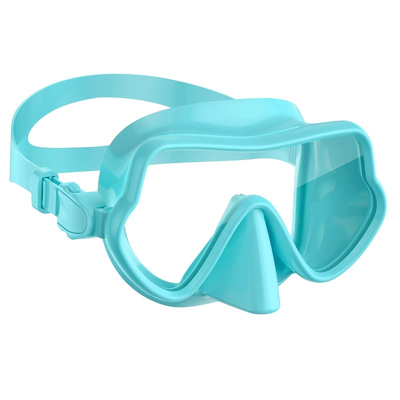 WSTOO Frameless Tempered Glass Swim Goggles with Nose Cover - 1 Pack Lake Blue (Unisex)