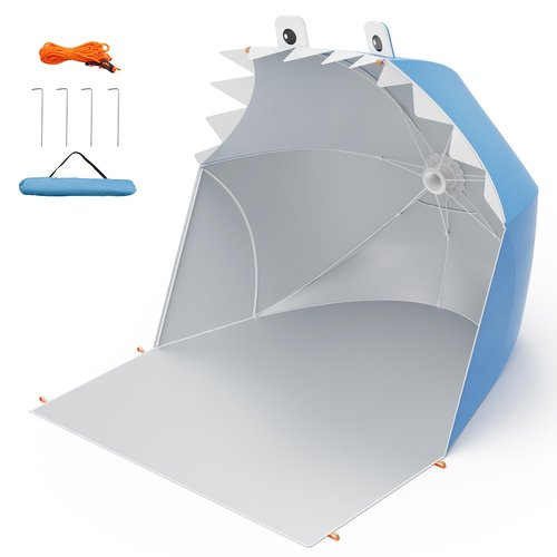 LZEXIN Baby Beach Tent, Pop Up Portable Sun Shade Tent, Lightweight Waterproof UV Protection Beach Sun Shelter with Storage Bag for Baby Beaches, Yard, Picnic, Garden(Shark-Blue)