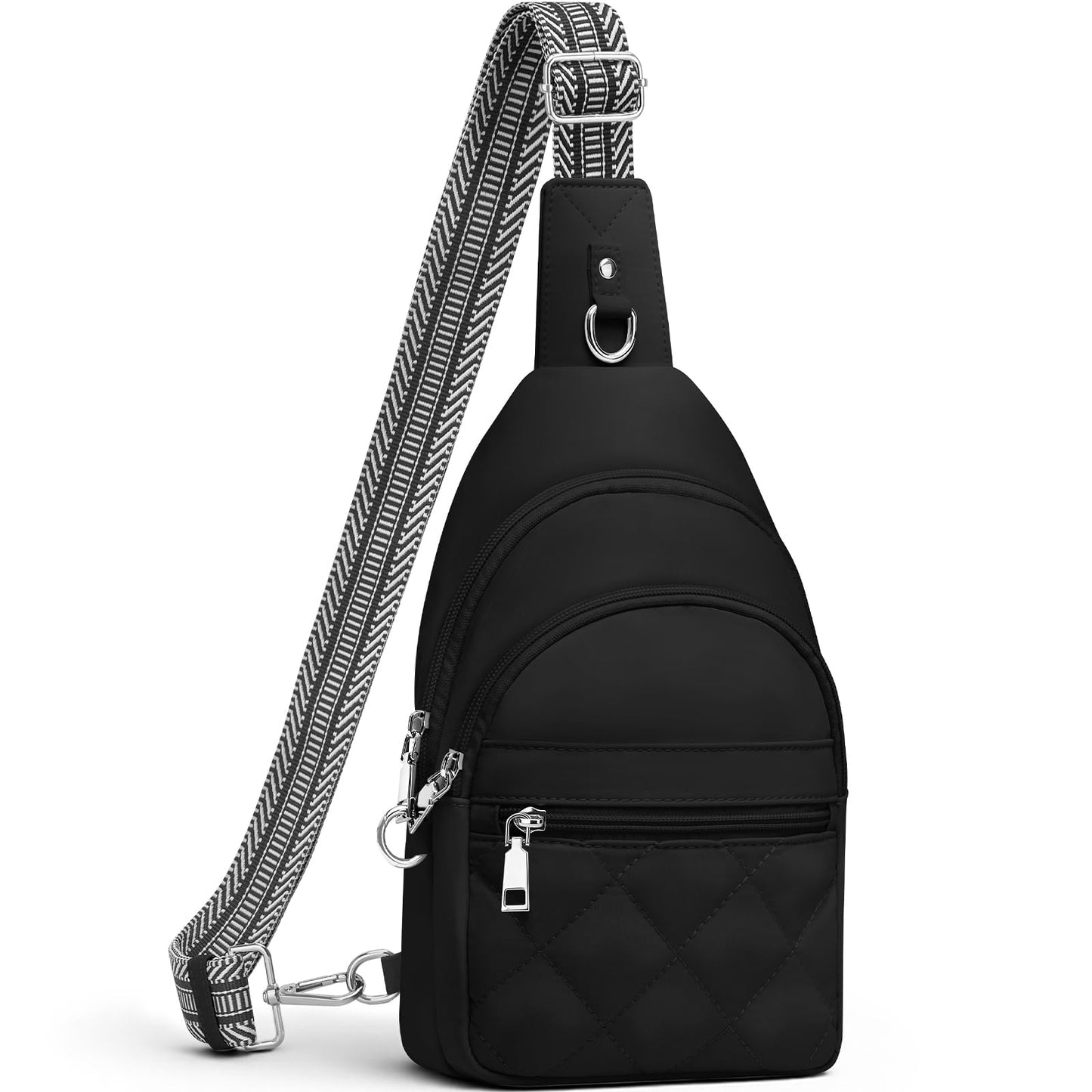 SYTRAH Sling Bag for Women, Anti-Theft RFID Crossbody Bag Nylon Sling Purse for Travel, Puffy Small backpack for Daily Hiking Sports Black