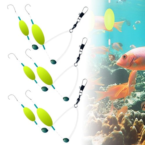 Upgraded Double-Hook Reverse Bottom Rig, 2025 New Swimming Bait for Freshwater Saltwater,Fishing Lures for Beginners Amateurs and Professionals Outdoor (3 Pack, Large)