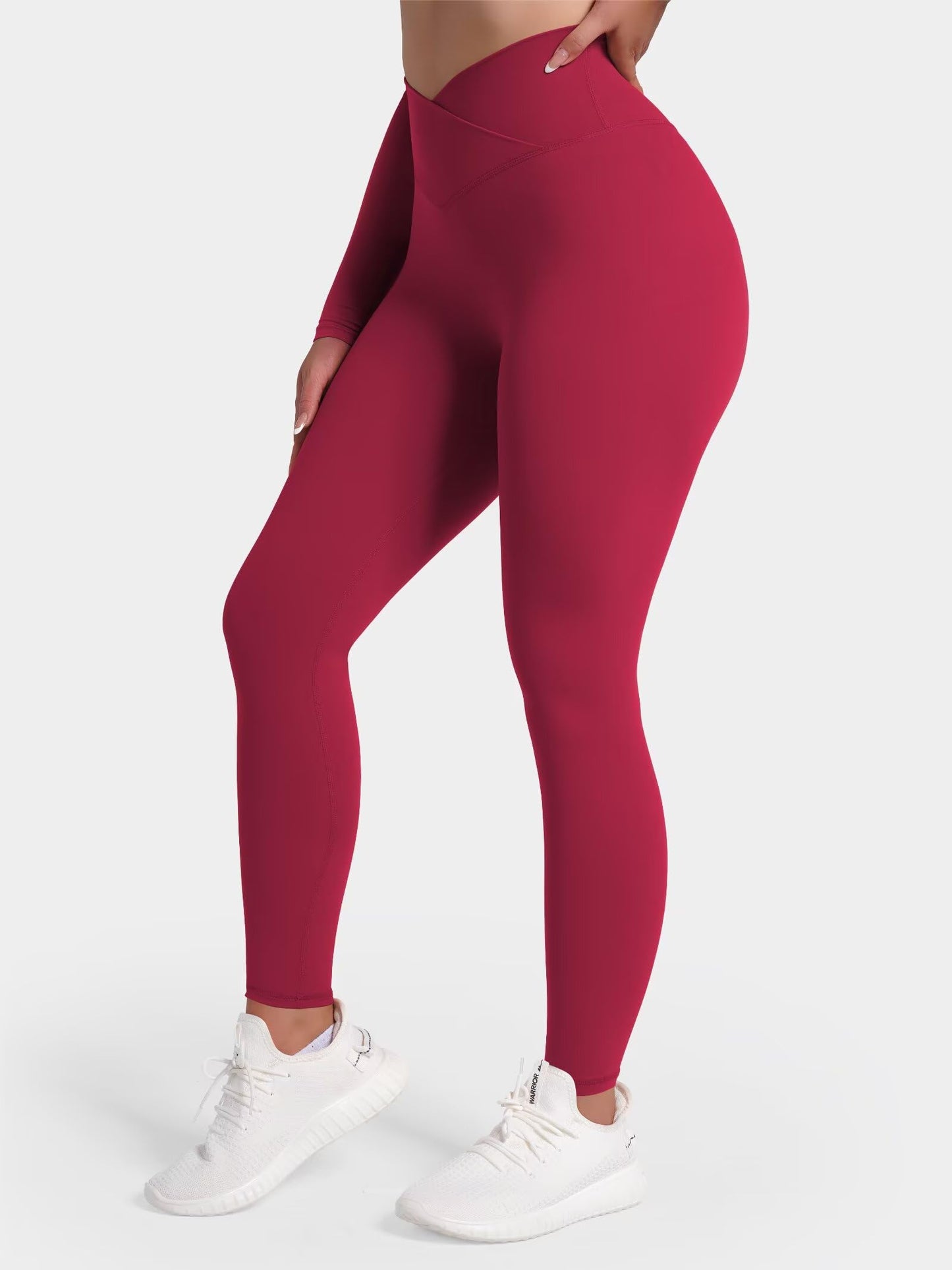 Sunzel Sunlissia Hidden Butt Lifting Scrunch Workout Leggings for Women, Crossover High Waist Yoga Pants with Tummy Control 25" Scarlet Red Medium