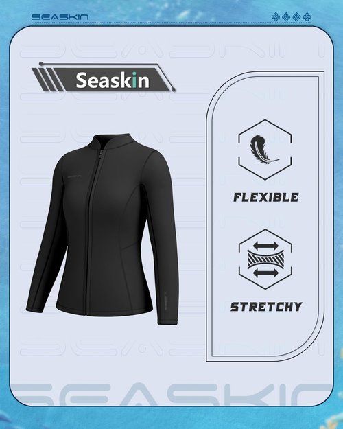 Seaskin Womens Wetsuit Tops 2mm Front Zipper