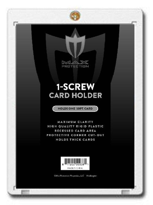 Max Protection Max Pro 1 Screw Thick Card Holder - 50 Pt. (Box of 50) Jersey or Memorabilia Card Screwdown - Baseball, Football, Basketball, Hockey, Golf, Single Sports Cards