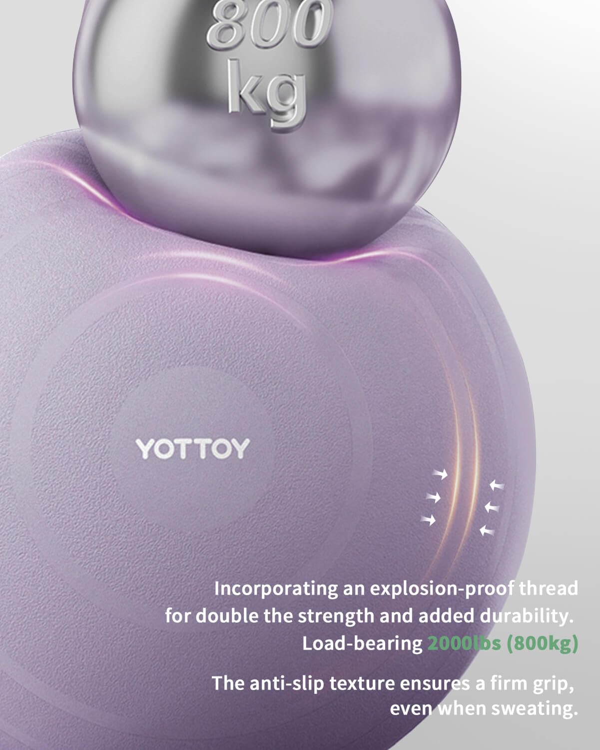 YOTTOY Anti-Burst Exercise Ball for Working Out, Yoga Ball for Pregnancy,Extra Thick Workout for Physical Therapy,Stability Ball for Chair Fitness with Pump (Purple)