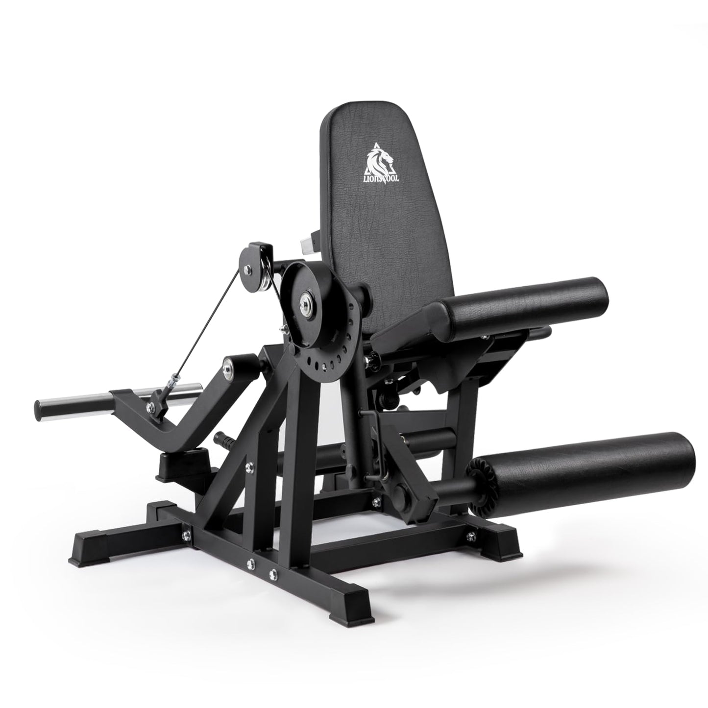 LIONSCOOL Leg Extension and Curl Machine Ultimate Ver. 4, 1100lbs Adjustable Seated Leg Extension, Lying Leg Curl Bench, Cable Operated 2” Plate Loadable Lower Body Exercise Equipment for Home Gym