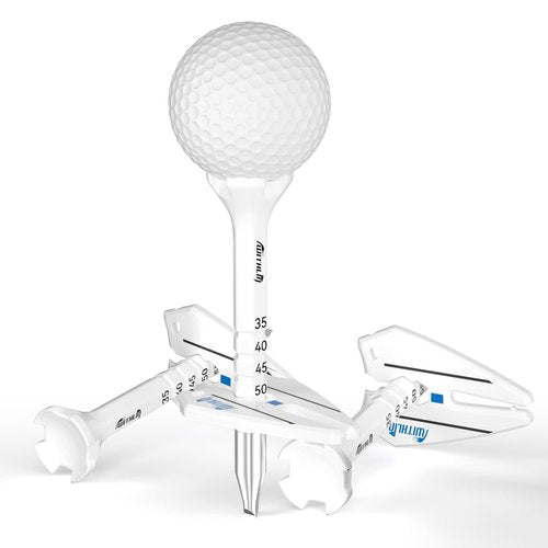 prowithlin Golf Tees Plastic, Unbreakable Long Golf Tees 3 1/4 with Height Markers & Visual Guides, Come with Cleaning Feature Golf Accessories for Men, Stylish Blue and White Design Golf Gifts, 3PCS