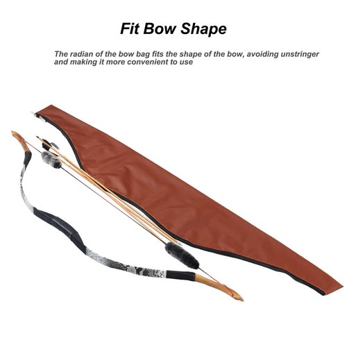SOPOGER Archery Longbow Case 60 Inch - Traditional Long Bow Recurve Bow Case Leather A Piece Bow Carrying Bag for Outdoor Shooting Hunting