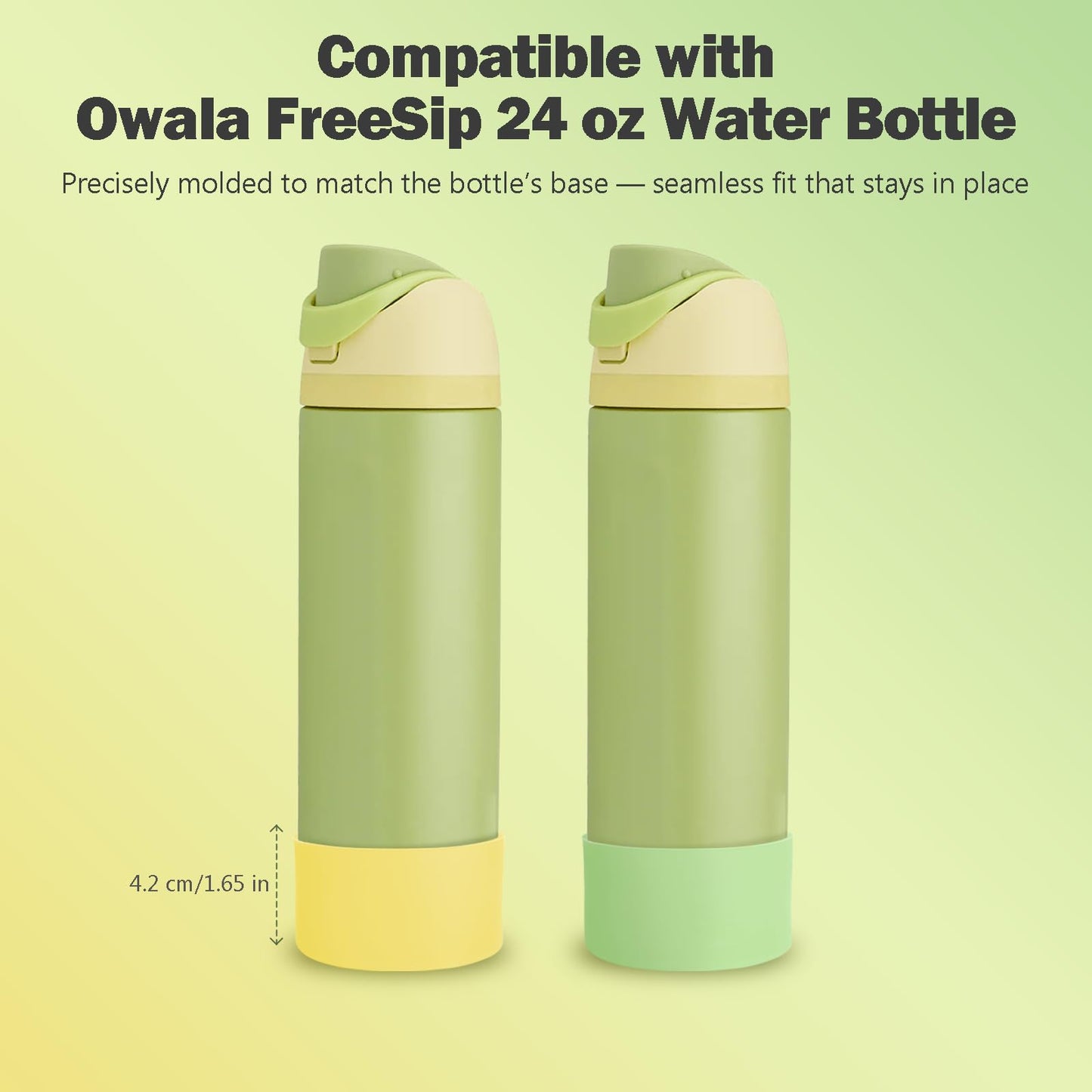 Kaitiaki 2PCS Silicone Boot for Owala 24oz FreeSip Water Bottle, Anti-Slip Scratch-Resistant Bottom Sleeve, Protective Sports Bottles Accessories, BPA-Free (Keylime+Sunny Yuzu)