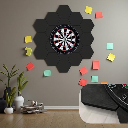 Juglok 18PCS Dart Board Wall Protectors,Extended Length Dartboard Wall Protector,Dartboard Surround Suitable for 18in Dart Board (Black)