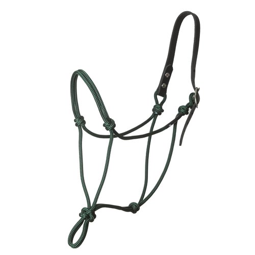 Knotty Girlz Custom Quick Release Stiff Rope Halter with Leather Crown