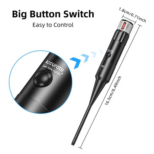 EZshoot Bore Sight Laser Kit Bright Red Laser BoreSighter with Big Button Switch for .17 to 12GA Caliber