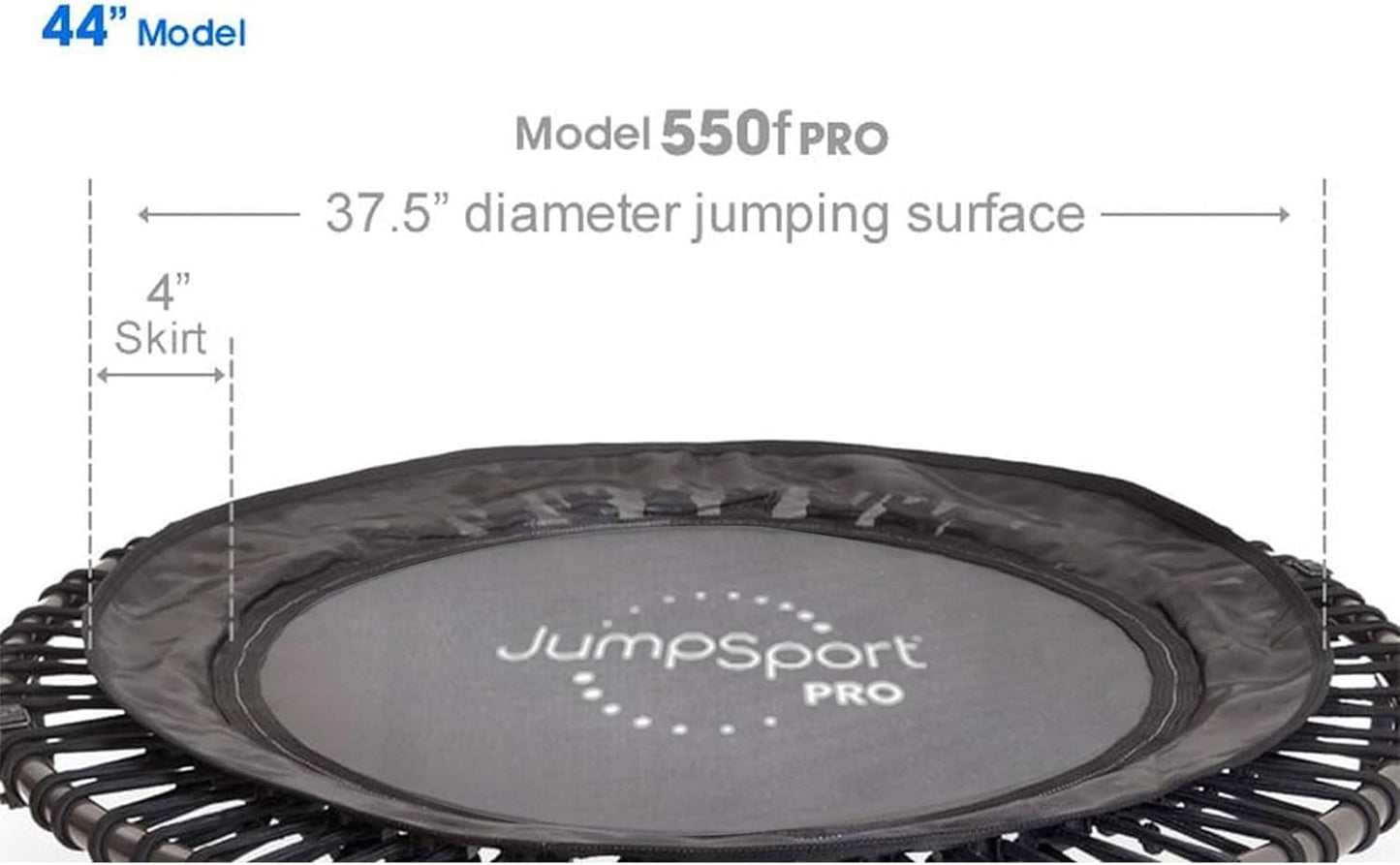 JumpSport Indoor Heavy Duty Lightweight 44 Inch Folding Fitness Trampoline with Arched Legs and 7 Adjustable Tension