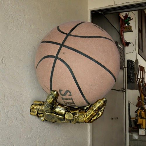 Mechanical Hand Wall Mounted Basketball Holder,Punk Style Garage Ball Storage Rack,Basketball and Soccer Wall Decor Space-Saving Display Stand for Room and Garage,Crafts, Wall Decor, Shelving