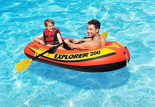 2 Person Inflatable Boat Set with Dual Air Chambers and Oars - Explorer Series