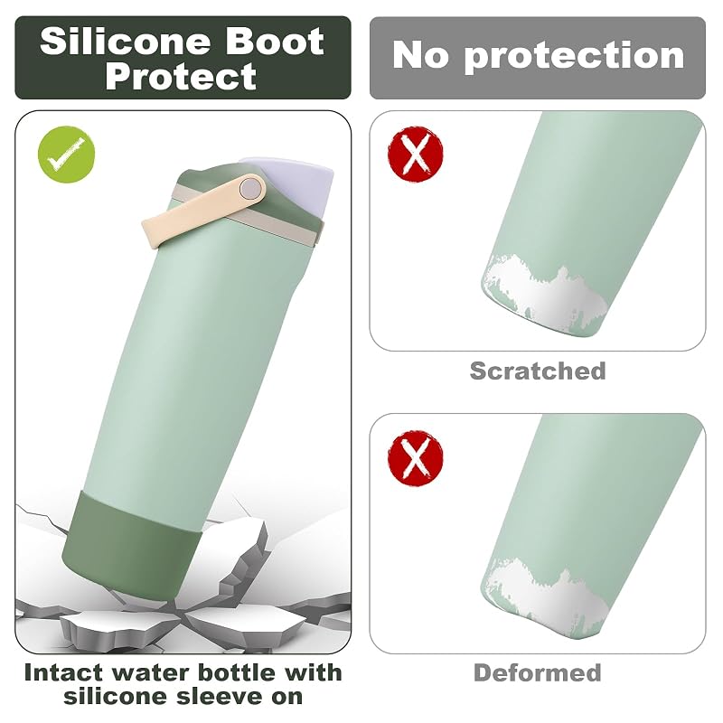2 Pcs Silicone Boots for Owala FreeSip Sway 30oz/40oz - Anti-Slip Bottom Protectors (Dark Green)