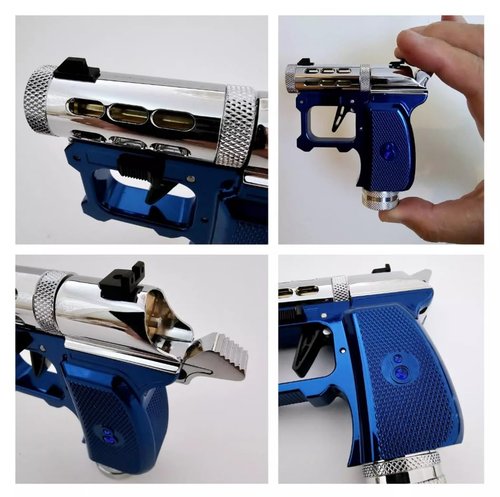 Hawki Gem CO2 .177 Cal Air Pistol Blue Sapphire Edition, Self-Defence, 1-Shot, 400+ FPS, Single Action with Adapter, 5X CO2 Cylinders (12g), 100x Steel BBS (.177 Cal), 100x Airsoft BBS (6mm) Bundle