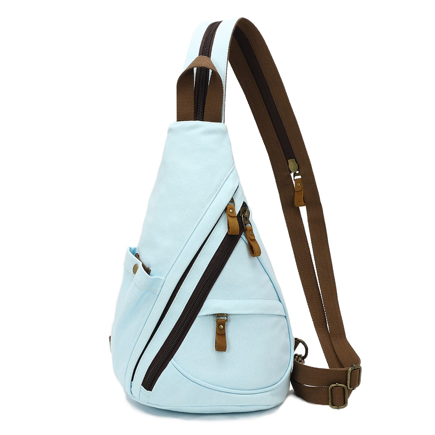 KL928 Canvas Sling Bag - Small Crossbody Backpack Shoulder Casual Daypack Rucksack for Men Women(LightBlue)